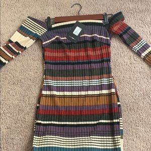 Stripe half sleeve dress